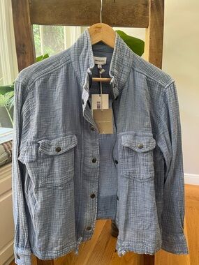 Thread & Supply Light Blue Quilted Shirt Jacket